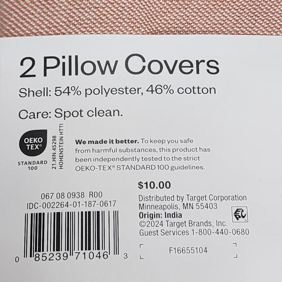 Target Room Essentials 16"x16" Square Pink & White 2 Pillow Covers NEW - Picture 5 of 6